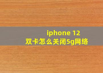 iphone 12双卡怎么关闭5g网络